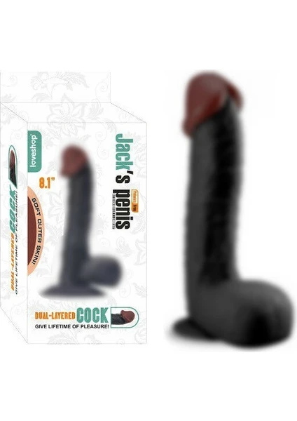 Jacks 20 cm Vantuzlu Gerçekçi Realistik Dildo Siyah Zenci Penis