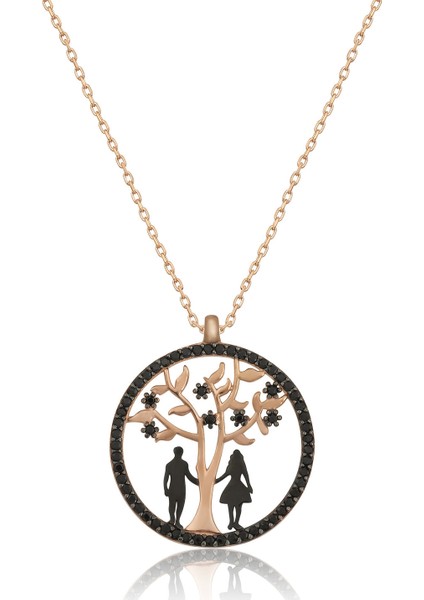 Zirkon Taşlı Gümüş Hayat Ağacı Aşk Kolye