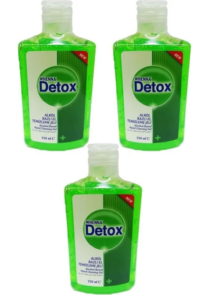 Detox El Temizleyici Alkol Bazlı Dezenfektanı Jel 250 ml 3 Adet