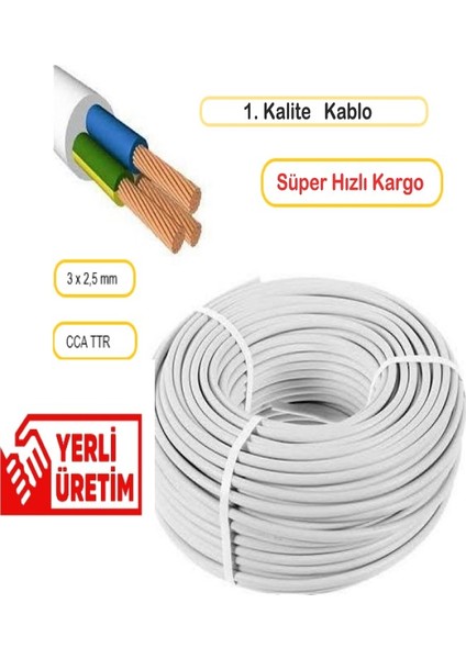 Çok Telli Cca Ttr Kablo 3 x 2,5 mm 40 m