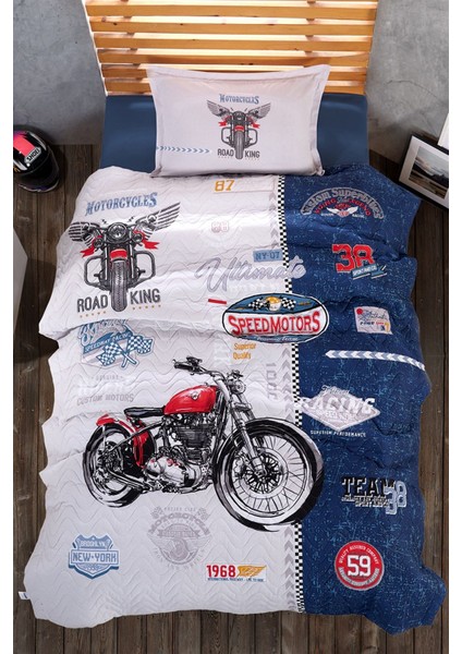 Capitoneli Road King V1 Mavi Tek Kişilik Dört Mevsim Set