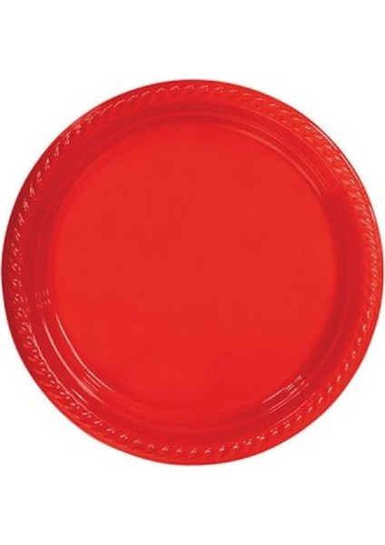 Tabak Plastik Kırmızı 22 cm 50 Adet