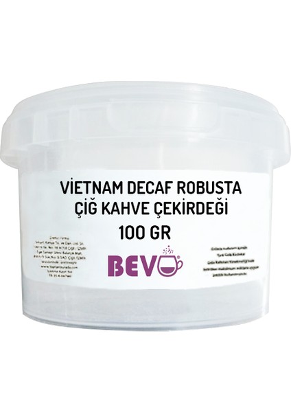 Vietnam Decaf (Kafeinsiz) Robusta Çiğ Kahve Çekirdeği 100 gr