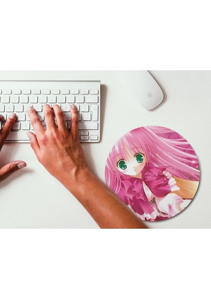 Anime Girl Yuvarlak Mouse Pad