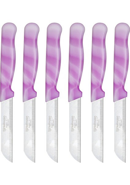 Mermer Desen Meyve Bıçağı 6'lı Pembe