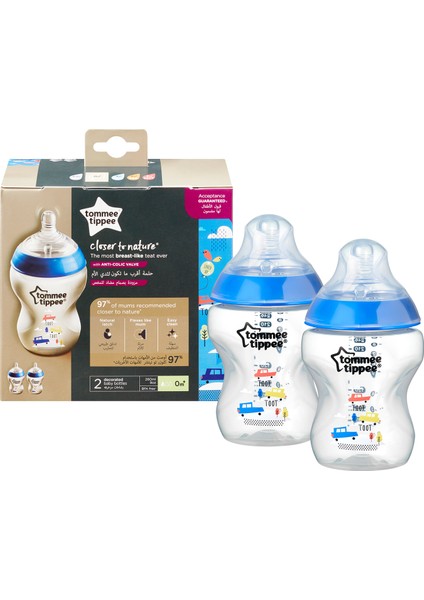 Tommee Tippee PP Closer to Nature Biberon, 260 ml x 2 - Mavi