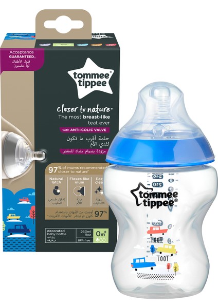 Tommee Tippee PP Closer to Nature Biberon, 260 ml x 1 - Mavi