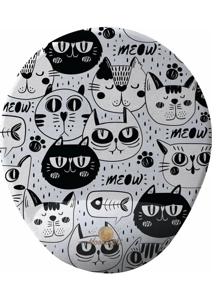 Cat Black White Bilek Destekli Tasarım Mouse Pad