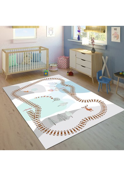 Tren Yolu 100 x 150 cm Bİ92 Çocuk Odası Halısı