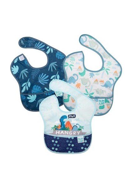 Superbib Önlük 3'lü - Hangry - Dinosaurs - Blue Tropic