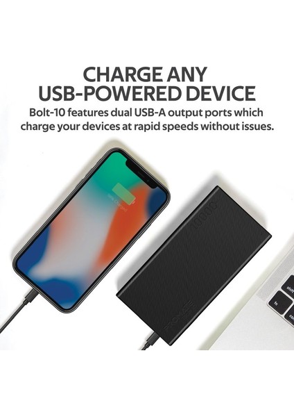 Bolt-10 PowerBank 10000mAh 2 USB USB ve Type-C Girişli Hızlı