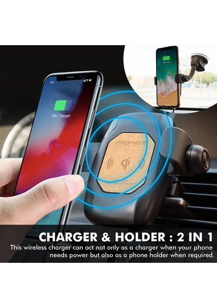Auramount-Bt Wireless Araç Şarj Cihazı 10W Qi Bluetooth Kulaklıklı Klipsli modelleri