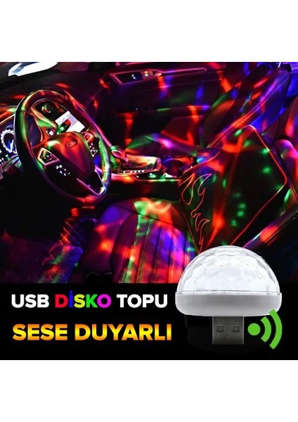 USB Disko Topu Sese Duyarlı Renkli Canlı Işık Rgb Müzik Duyarlı