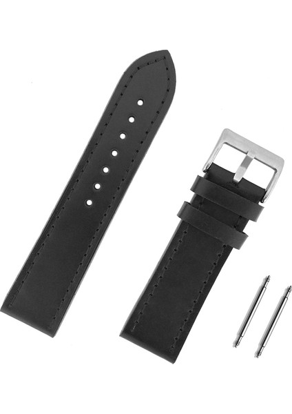 24MM Siyah Spor Deri Saat Kordonu