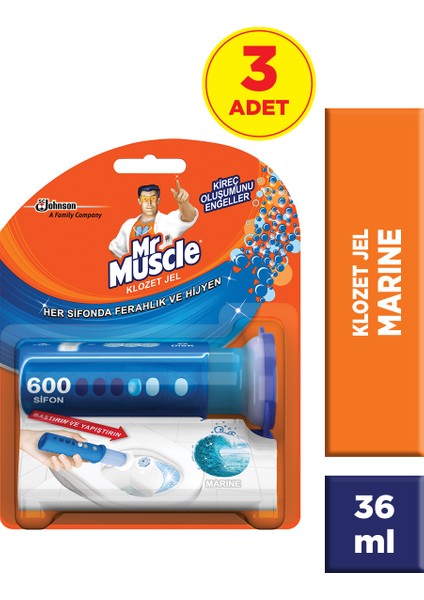 Mr Muscle Klozet Jel Marine 3'lü