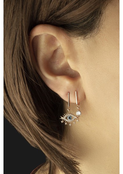 Tek Taşlı Sallantılı Göz Küpe Rose fiyatları