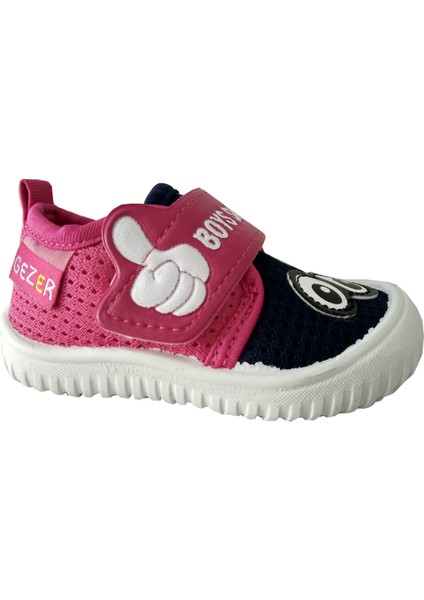 Trc22-3035 Günlük Lacivert Fuşya Çocuk Tekstil Cırtlı Spor Ayakkabı