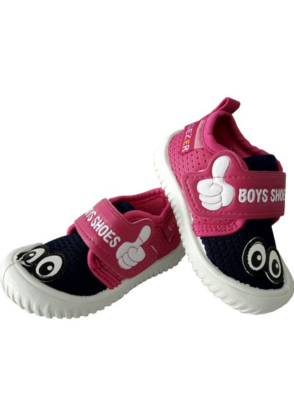 Trc22-3035 Günlük Lacivert Fuşya Çocuk Tekstil Cırtlı Spor Ayakkabı modelleri
