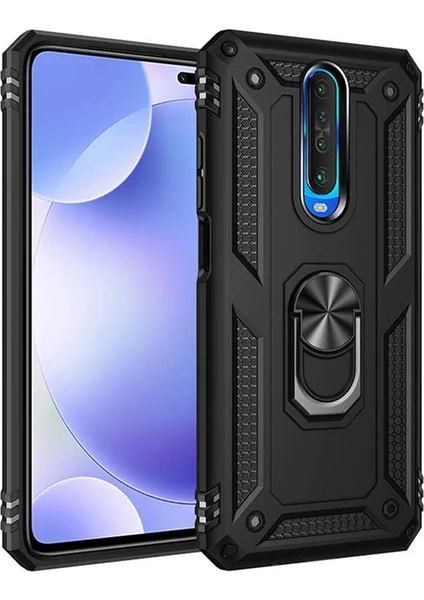 Case Street Xiaomi Redmi K30 Kılıf Tank Koruma Vega Standlı Yüzüklü Mıknatıslı  - Siyah