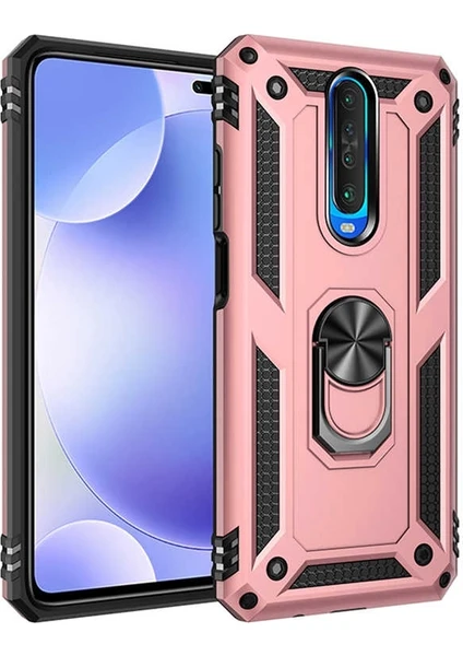 Case Street Xiaomi Redmi K30 Kılıf Vega Standlı Yüzüklü Mıknatıslı + Nano Glass  - Bronz