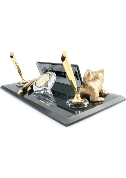 Kişiye Özel Kedi Biblolu Veteriner Masa İsimliği modelleri