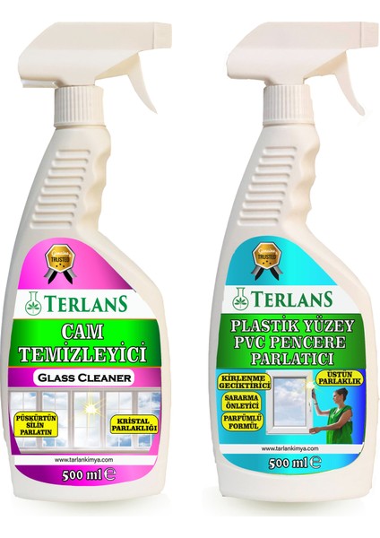 Cam Temizleyici ve Plastik Yüzey Pvc Pencere Parlatıcı 2 x 500 ml