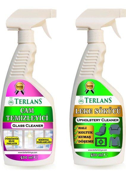 Terlans Cam Temizleyici ve Halı Koltuk Döşeme Leke Sökücü 2 x 500 ml