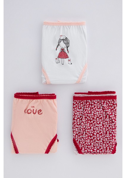 Çok Renkli Kız Çocuk Fiore 3'lü Slip