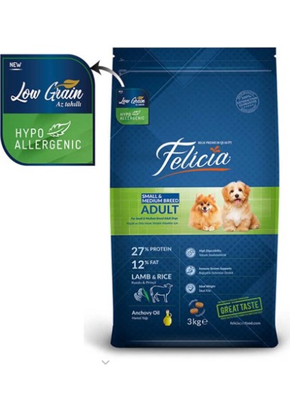 Kuzulu Küçük/Orta Irk Yetişkin Köpek Maması 3 kg