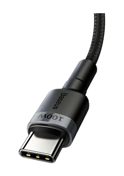 Cafule PD2.0 100W USB-C - Type-C Data ve Şarj Kablosu 20V 5A 2 mt CATKLF-ALG1 - Siyah - Gri