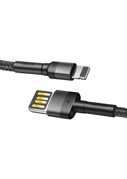 Special Edition iPhone Uyumlu 2.4A 1M Hızlı Şarj Halat Usb Kablo - Gri Siyah - CALKLF-GG1