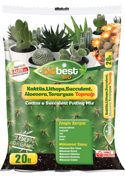 Bio Kaktüs Lithops ve Succul.toprağı 20 lt Gübreli Karışım