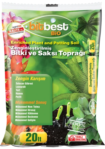 Bio 20 lt Bitki Saksı Toprağı Solucan Gübreli Torf Humus Perlit