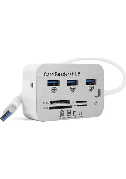 USB 3.0 HUB Çoklu Kart Okuyucu ve 3xUSB 3.0 Çoklayıcı (TXACUCR340)