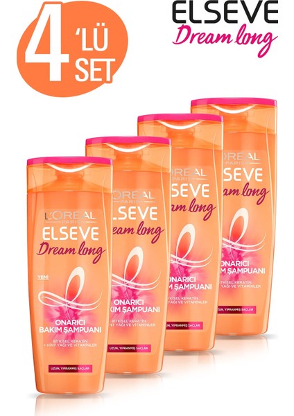 L'oreal Paris Elseve Dream Long Onarıcı Bakım Şampuanı 520 ml 4'lü Set