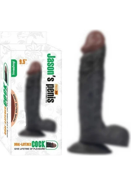 Jasons 24 cm Vantuzlu Gerçekçi Realistik Zenci Siyah Dildo Penis