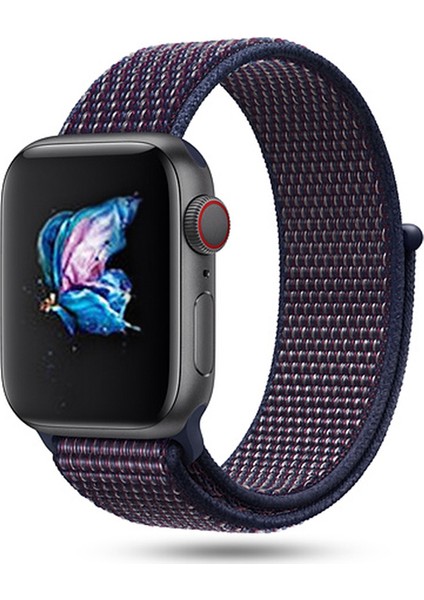 Apple Watch Seri 10 42mm, Seri 9/8/7/6/SE/5/4/3 Spor Loop Dokuma Kordon 41mm 40mm 38mm Uyumlu Çivit