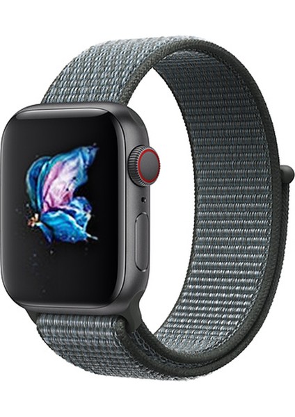 Apple Watch Seri 10 42mm, Seri 9/8/7/6/SE/5/4/3 Spor Loop Dokuma Kordon 41mm 40mm 38mm Uyumlu Fırtına Gri