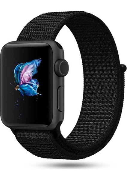 Apple Watch Seri 10 42mm, Seri 9/8/7/6/SE/5/4/3 Spor Loop Dokuma 41mm 40mm 38mm Uyumlu Siyah