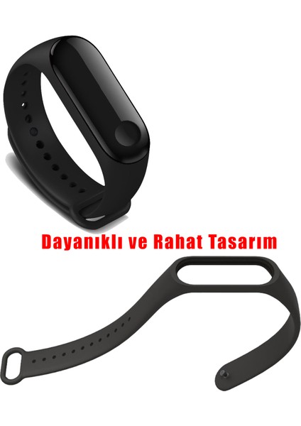 Xiaomi Mi Band 3 - Mi Band 4 Akıllı Bileklik Kordon Kayış Siyah