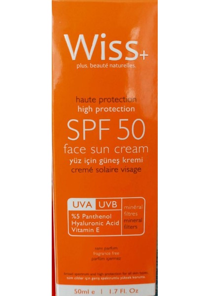 Wiss+ Yüz Için Güneş Kremi Spf 50+