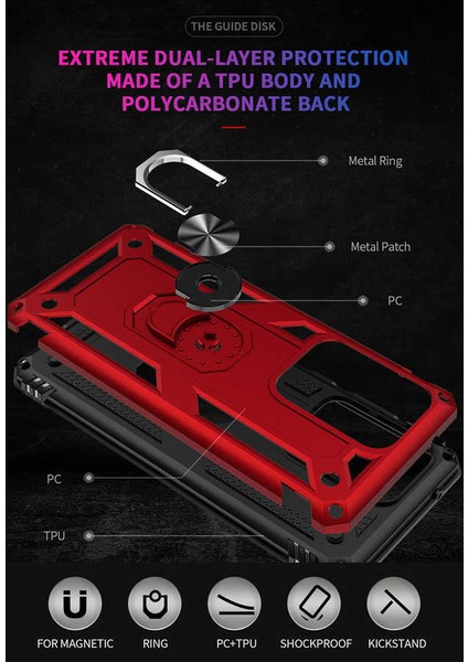 Samsung Galaxy S20 Plus Kılıf Shockproof Standlı Yüzük Tutuculu Vega Case Mavi