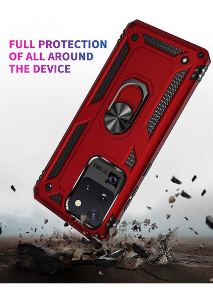 Samsung Galaxy S20 Plus Kılıf Shockproof Standlı Yüzük Tutuculu Vega Case Mavi