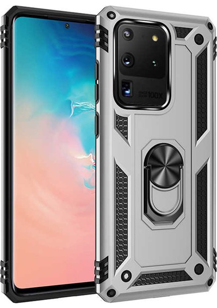 Samsung Galaxy S20 Plus Kılıf Shockproof Standlı Yüzük Tutuculu Vega Case Gri