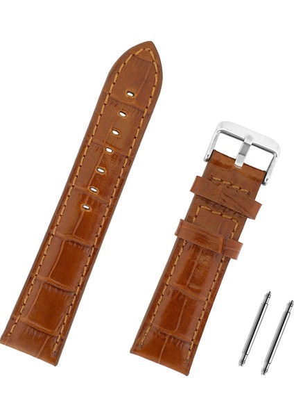 24MM Açık Kahverengi Kroko Deri Saat Kordonu Taba