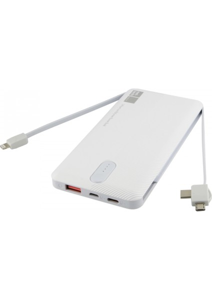 NT-PW08 10000 Mah Taşınabilir Hızlı Şarj Cihazı -37 W 2 In 1 Micro USB Lightning Data Kablo 2 Çıkışlı Powerbank