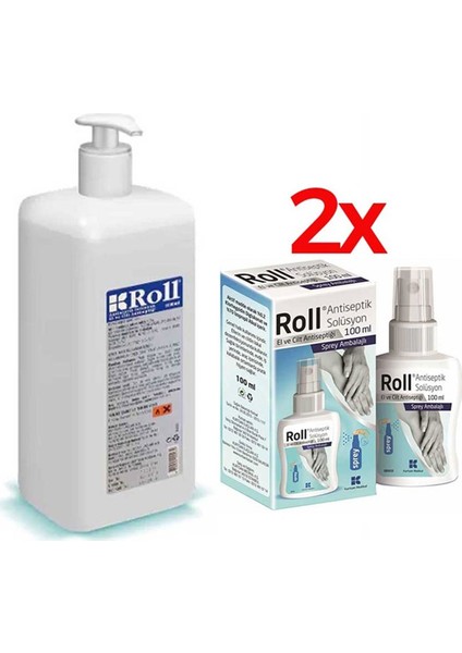 El ve Cilt Dezenfektanı 1 lt - 2 Adet Sprey Roll Solusyon 100 ml