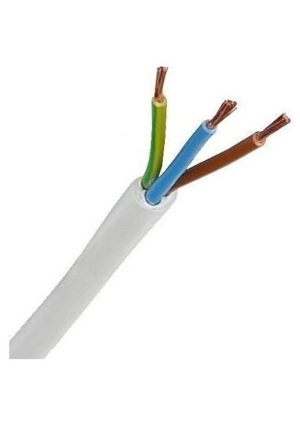 3 x 1 TTR Kablo 19 m Beyaz Tam Bakır