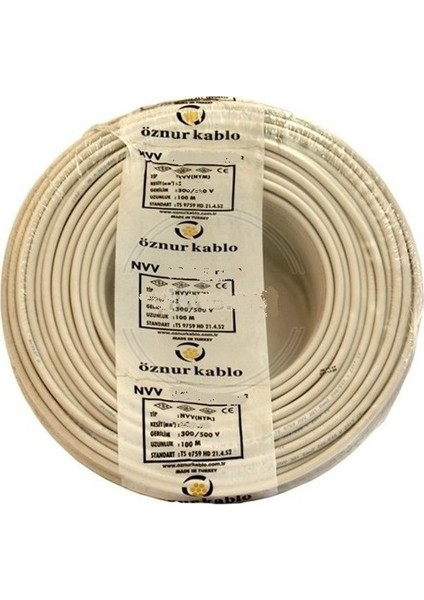 3 x 1,5 Antigron Kablo 7 m Tam Bakır Nym