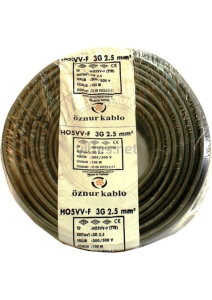 3 x 1,5 TTR Kablo 12 m Siyah Tam Bakır